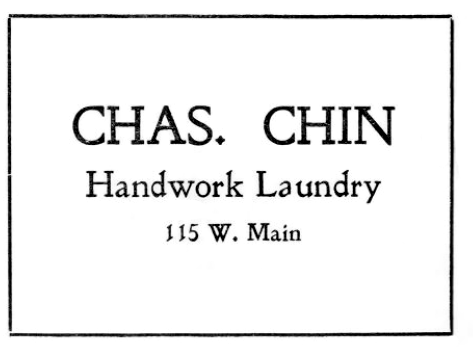 Handwork Laundry ad from 1908 city directory