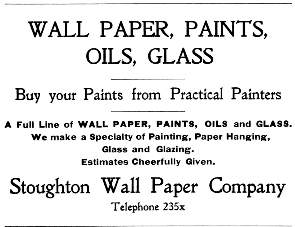 1908 Ad for the Stoughton Wall Paper Company